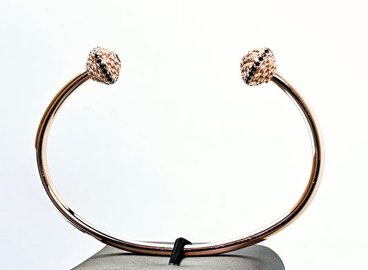 Gear Bangle in 14k Rose Gold & Black Diamonds - by Sabii Sports Jewelry®