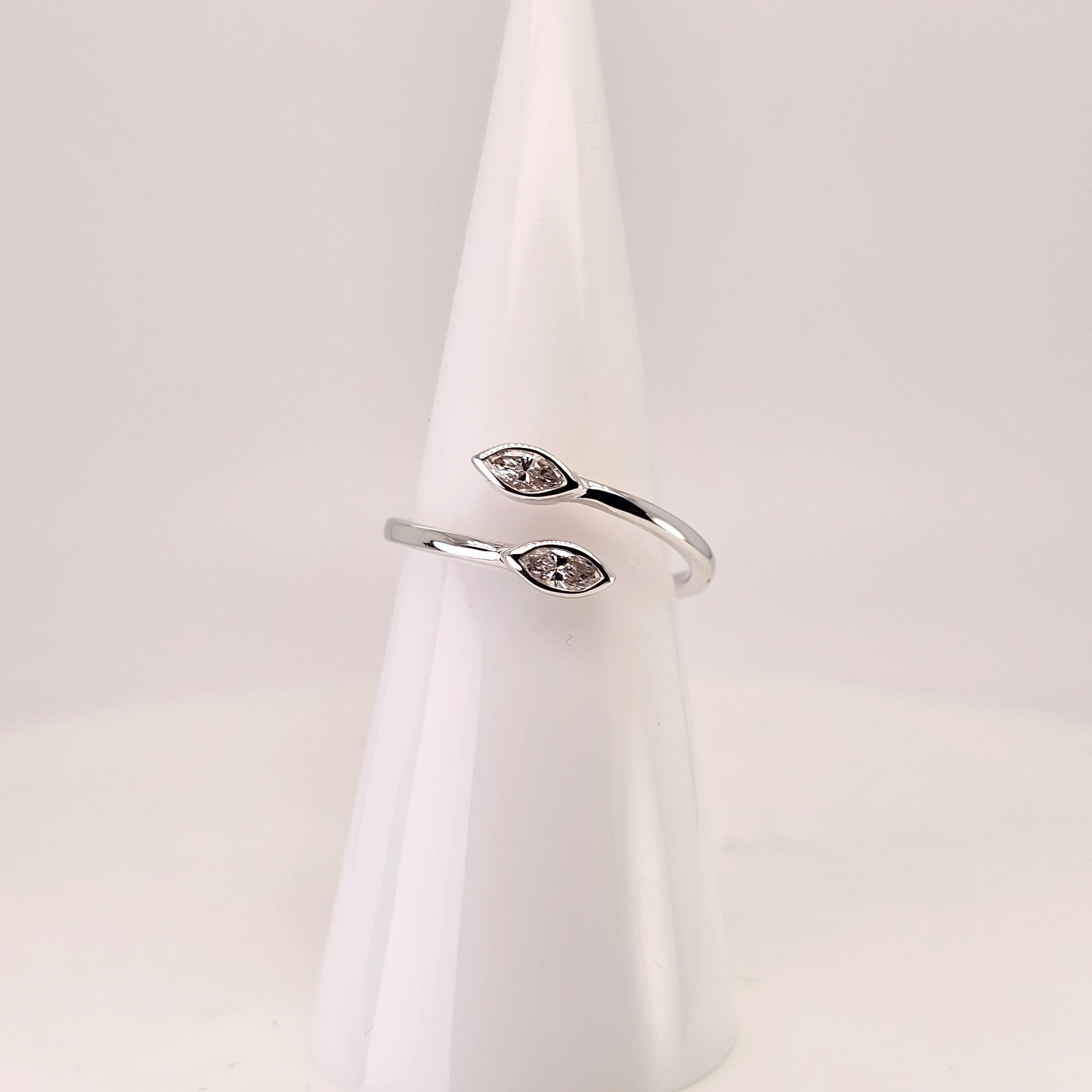Marquis Natural Diamond Bypass Ring – by Sabii Jewelry®