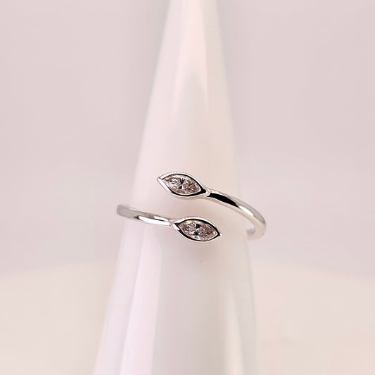 Marquis Natural Diamond Bypass Ring – by Sabii Jewelry®
