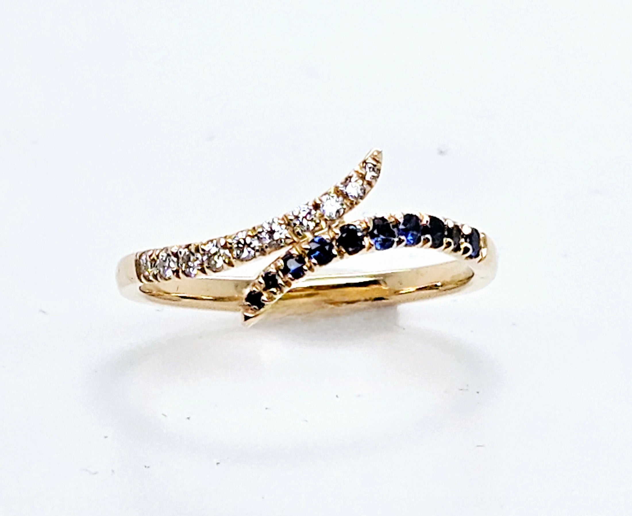 Sapphire & Diamond Bypass Ring – by Sabii Jewelry®