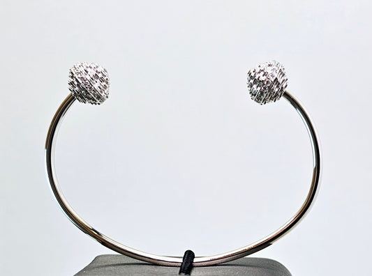 Gear Bangle in 14k White Gold & White Diamonds - by Sabii Sports Jewelry®