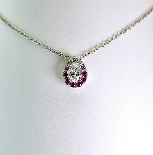 Royal Ruby & Pear-Shaped Diamond Pendant– by Sabii Jewelry®