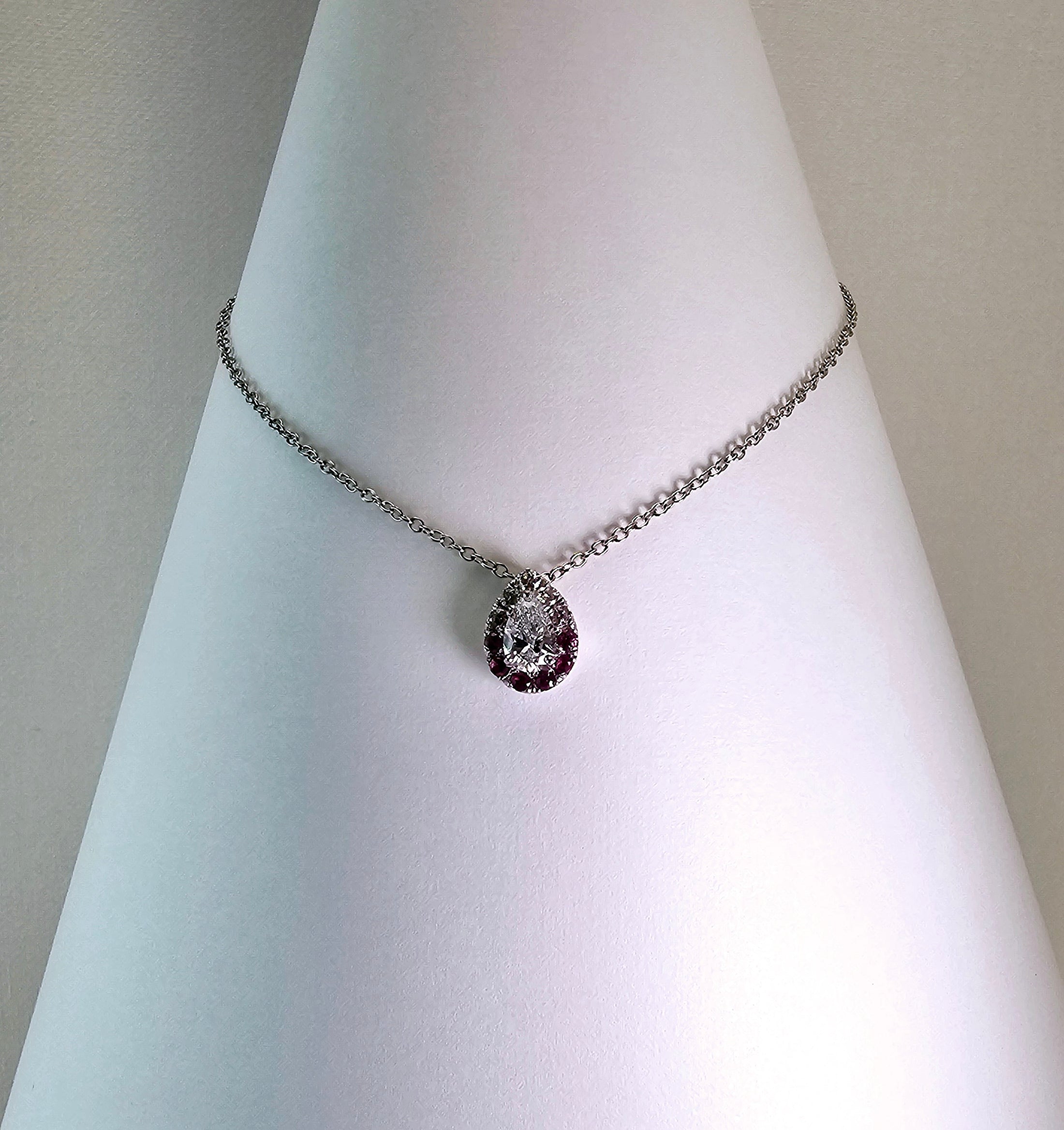 Royal Ruby & Pear-Shaped Diamond Pendant– by Sabii Jewelry®