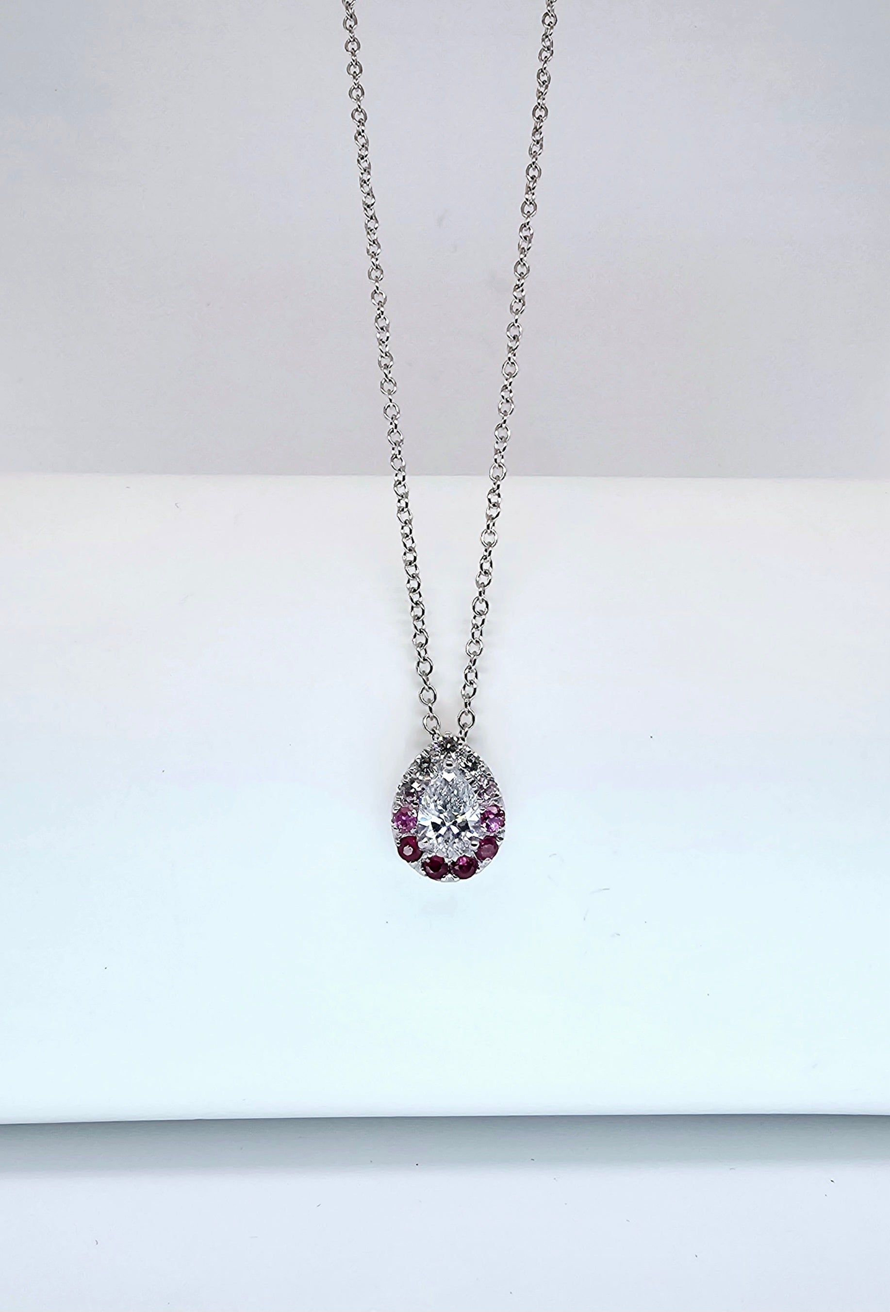 Royal Ruby & Pear-Shaped Diamond Pendant– by Sabii Jewelry®