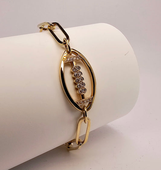 Gold & Diamond Paperclip Football Bracelet – by Sabii Sports Jewelry®