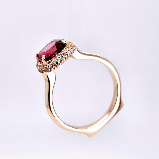 Pink Sapphire & Diamond Halo Ring – by Sabii Jewelry®