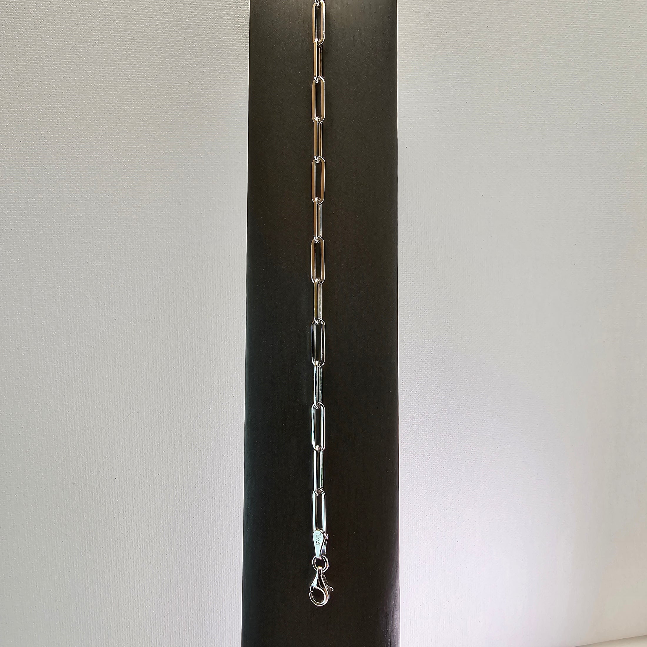 Paperclip Chain Bracelet 8" – 14k White Gold - 767