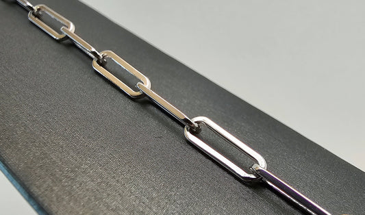Paperclip Chain Bracelet 8" – 14k White Gold - 767