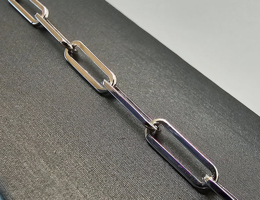 Paperclip Chain Bracelet 8" – 14k White Gold - 767