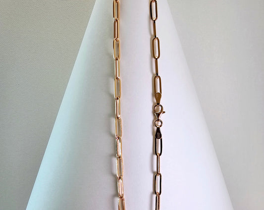 Paperclip Chain Necklace 24” – 14k Rose Gold - 767