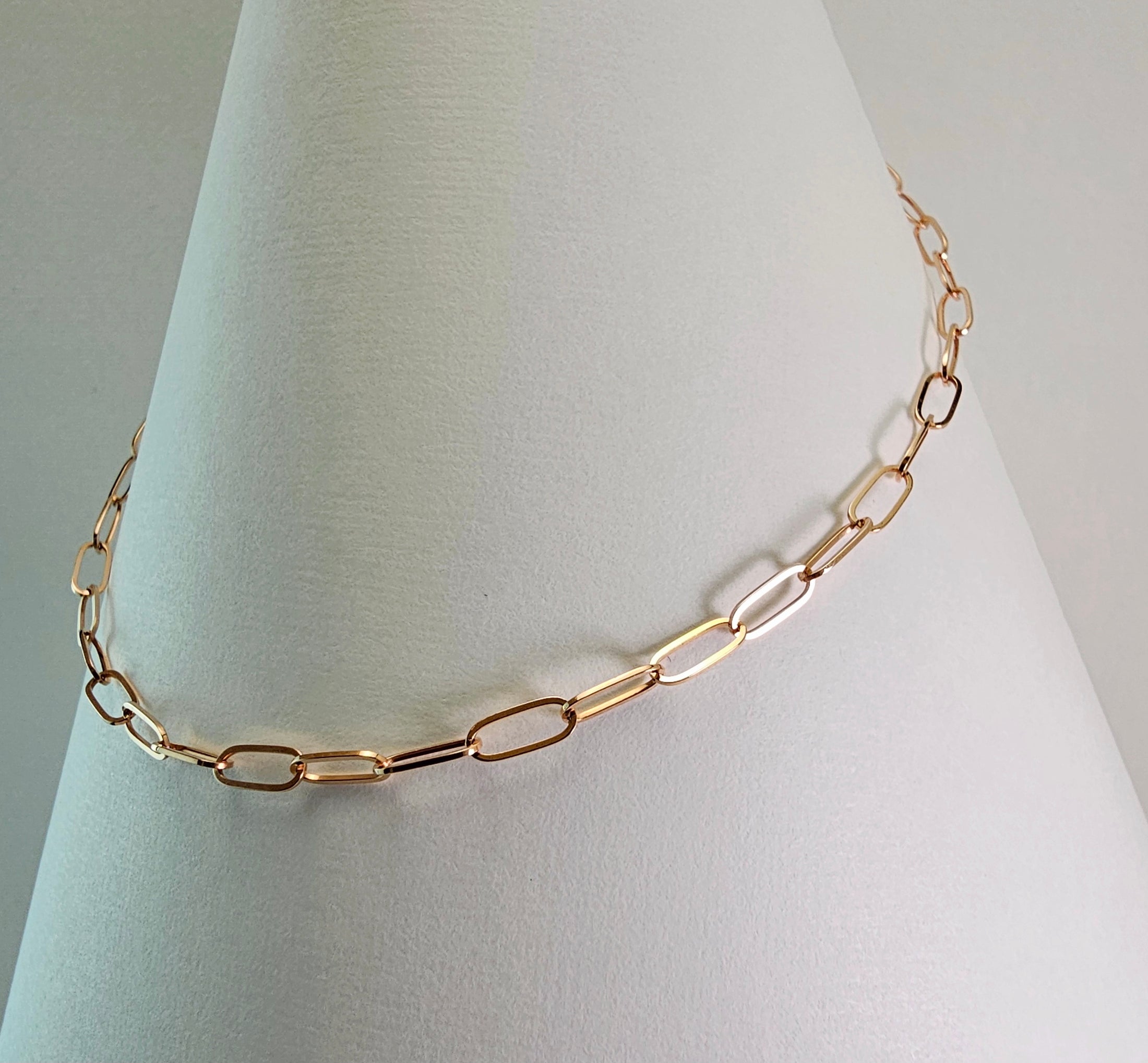 Paperclip Chain Necklace 18” – 14k Rose Gold - 977