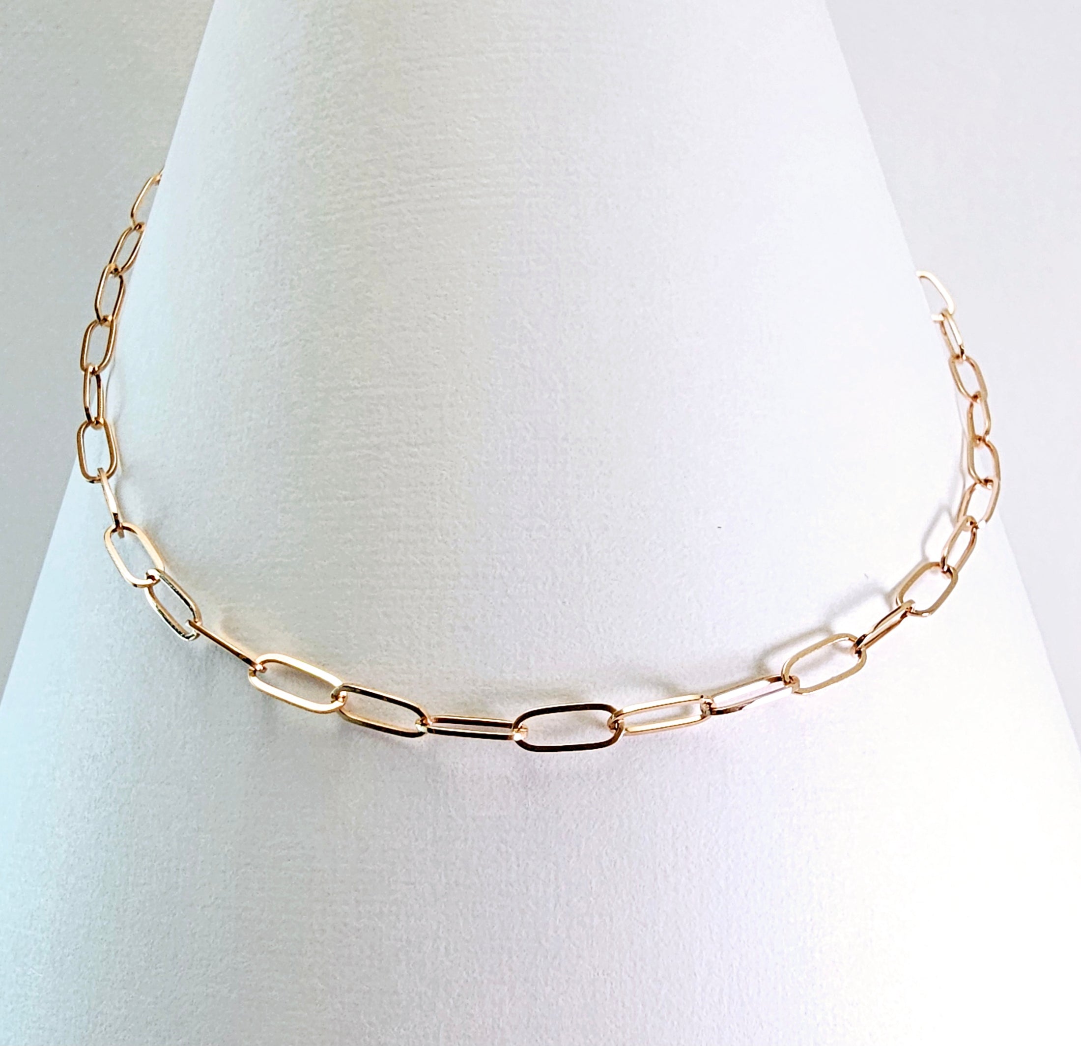 Paperclip Chain Necklace 18” – 14k Rose Gold - 977
