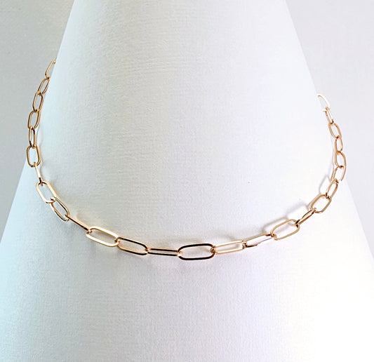 Paperclip Chain Necklace 18” – 14k Rose Gold - 977