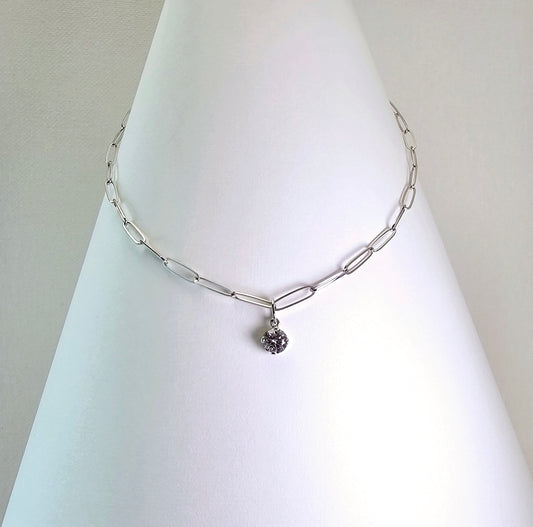 Paperclip Chain Necklace 18” – 14k White Gold - 514