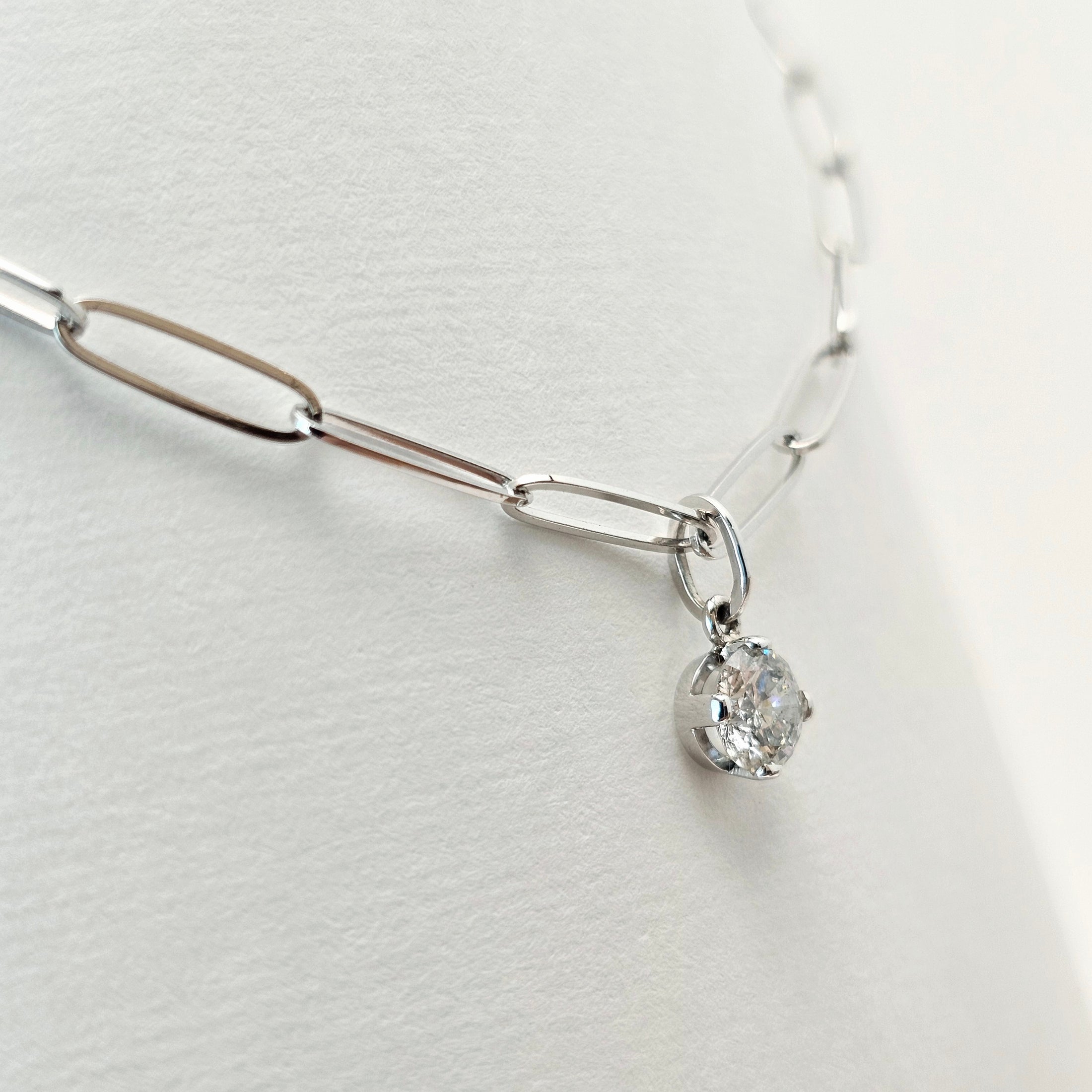 Paperclip Chain Necklace 18” – 14k White Gold - 514