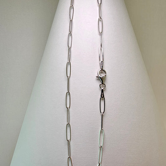 Paperclip Chain Necklace 18” – 14k White Gold - 514