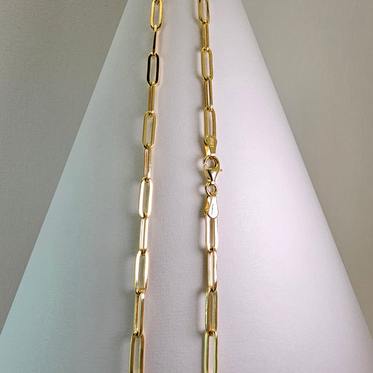 Paperclip Chain Necklace 24” – 14k Yellow Gold - 767