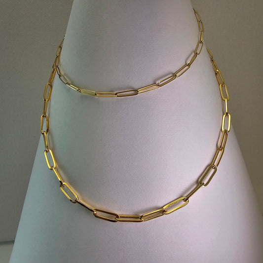 Paperclip Chain Necklace 24” – 14k Yellow Gold - 767