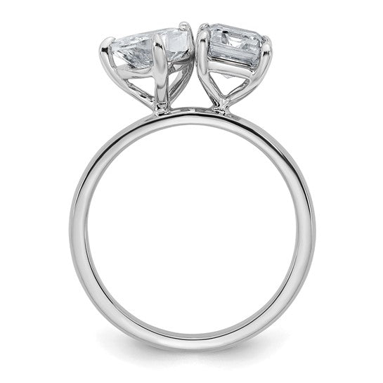 Toi et Moi - Emerald and Pear Cut Certified Lab Grown Diamond Engagement Ring