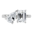 Load image into Gallery viewer, Toi et Moi - Emerald and Pear Cut Certified Lab Grown Diamond Engagement Ring
