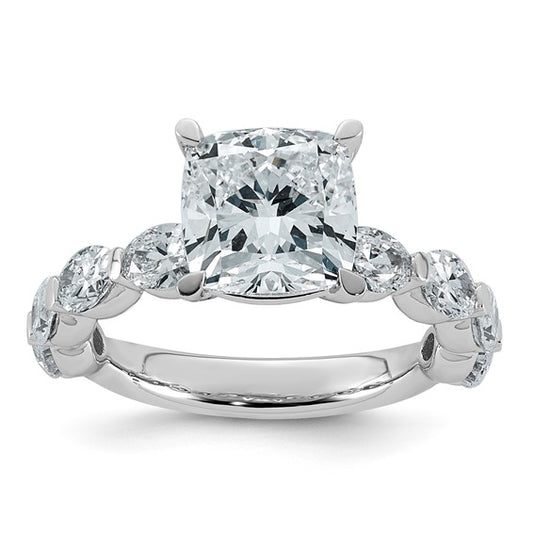 Cushion Cut and Oval Accent Certified Lab Grown Diamond Engagement Ring