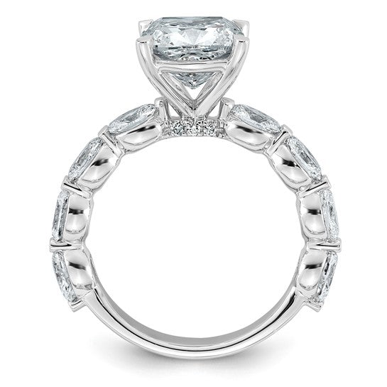 Cushion Cut and Oval Accent Certified Lab Grown Diamond Engagement Ring