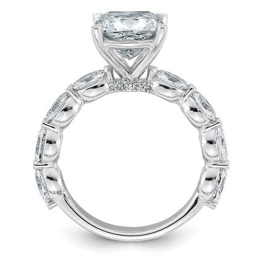 Cushion Cut and Oval Accent Certified Lab Grown Diamond Engagement Ring