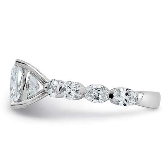Cushion Cut and Oval Accent Certified Lab Grown Diamond Engagement Ring