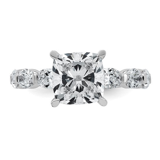 Cushion Cut and Oval Accent Certified Lab Grown Diamond Engagement Ring