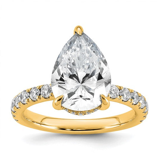 Certified Lab Grown Pear Solitaire Engagement Ring