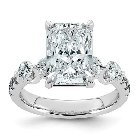Radiant Center and Round Accents Lab Grown Diamond Engagement Ring