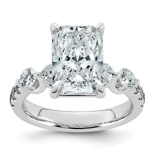 Radiant Center and Round Accents Lab Grown Diamond Engagement Ring