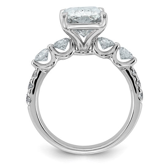 Radiant Center and Round Accents Lab Grown Diamond Engagement Ring