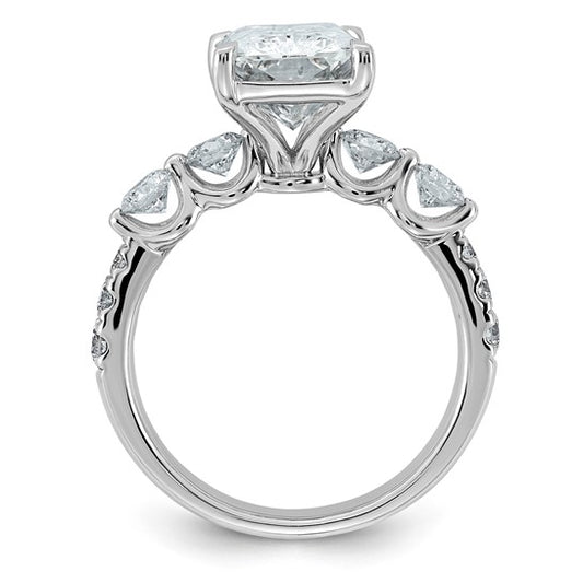Radiant Center and Round Accents Lab Grown Diamond Engagement Ring