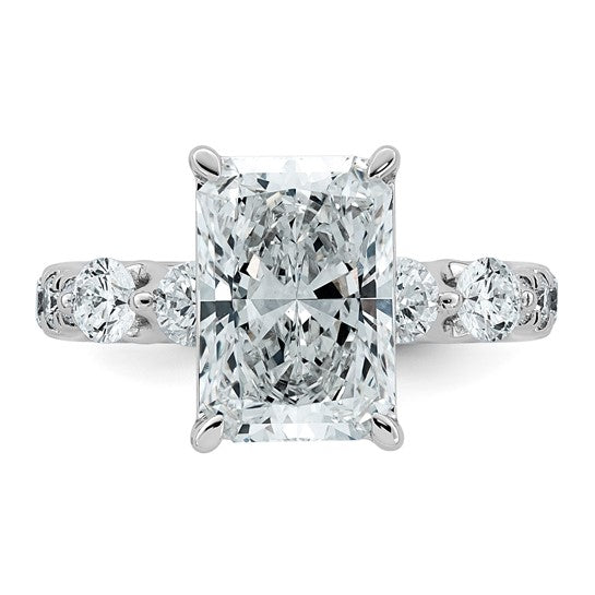 Radiant Center and Round Accents Lab Grown Diamond Engagement Ring