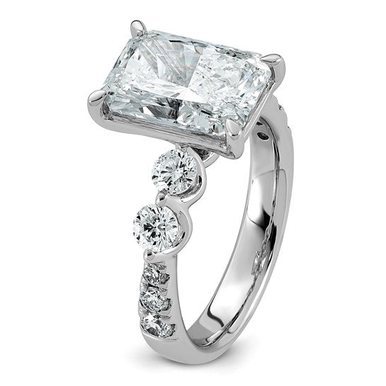 Radiant Center and Round Accents Lab Grown Diamond Engagement Ring