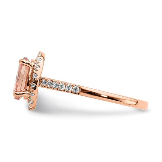 Engagement Ring - Morganite and Diamond 14k Rose Gold
