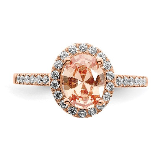 Engagement Ring - Morganite and Diamond 14k Rose Gold