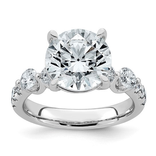 Round Center and Round Accents Lab Grown Diamond Engagement Ring