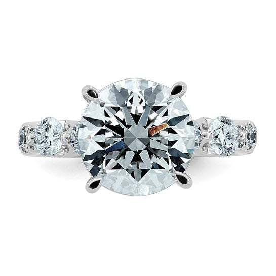 Round Center and Round Accents Lab Grown Diamond Engagement Ring
