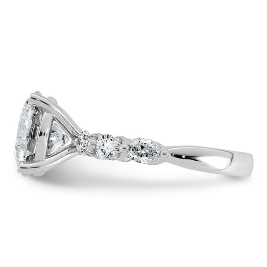 Round Center and Pear Cut Accents Lab Grown Diamond Engagement Ring