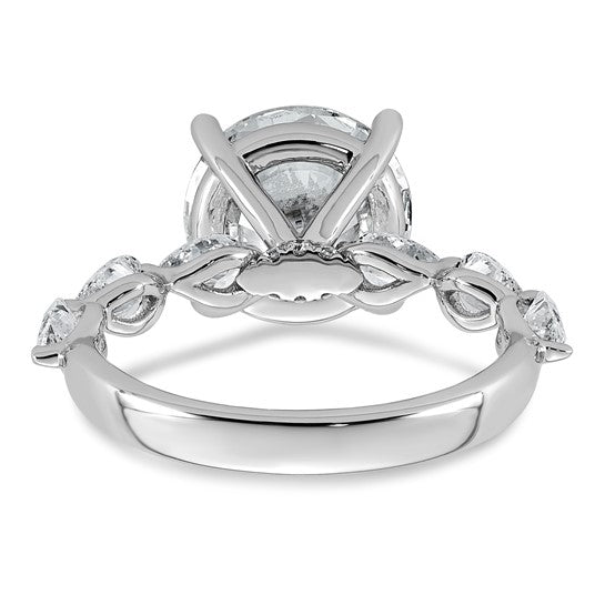 Round Center and Pear Cut Accents Lab Grown Diamond Engagement Ring