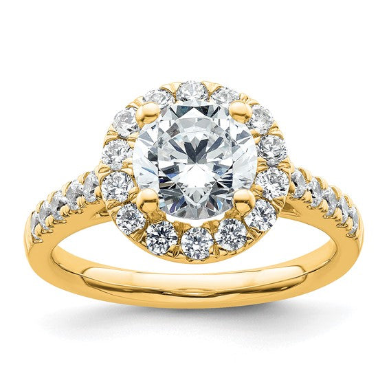 Round Natural Diamond 14k Halo Engagement Ring