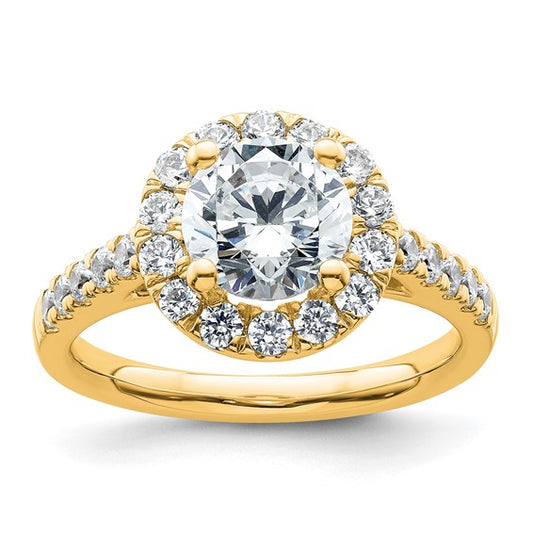 Round Natural Diamond 14k Halo Engagement Ring