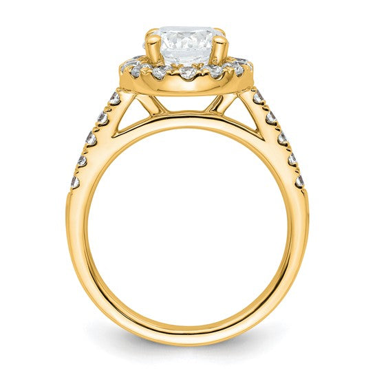 Round Natural Diamond 14k Halo Engagement Ring