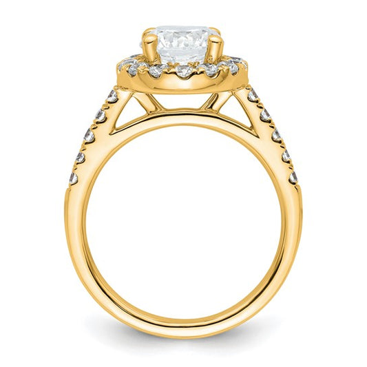 Round Natural Diamond 14k Halo Engagement Ring