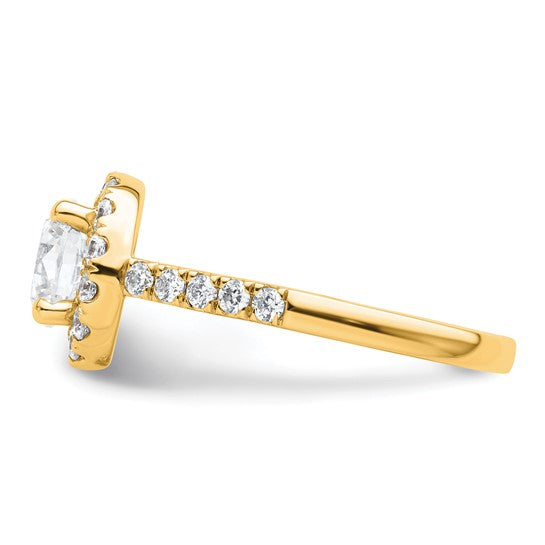 Round Natural Diamond 14k Halo Engagement Ring