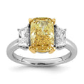 Load image into Gallery viewer, Long Cushion Vivid Yellow and Trapezoid Two-Tone Certified Lab Grown Diamond Engagement Ring
