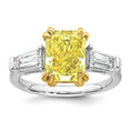 Load image into Gallery viewer, Radiant Vivid Yellow and Baguette Lab Grown Diamond Engagement Ring
