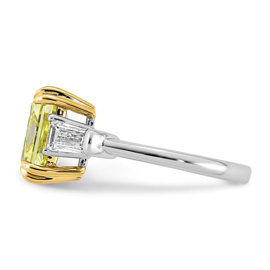 Radiant Vivid Yellow and Baguette Lab Grown Diamond Engagement Ring